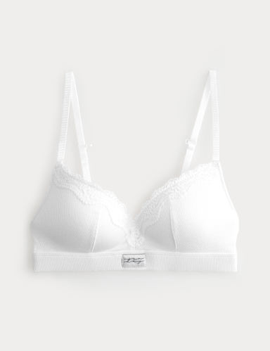 Juni Cotton Rib Non Wired Plunge Bra A-E.