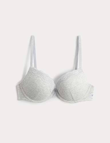 Juni Cotton Rib Wired Push-Up Plunge Bra (A-E).