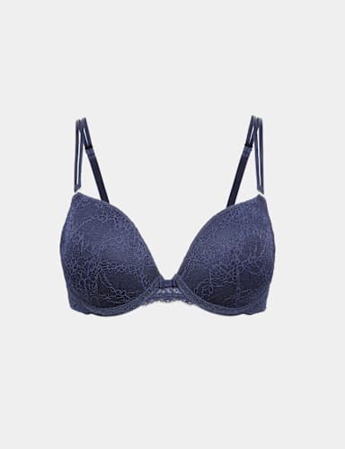 Ida Lace Wired Push-Up Plunge Bra A-E.