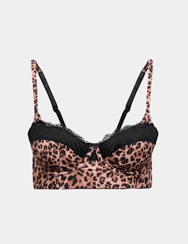 Clara Papertouch Leopard Longline Balcony Bra A-DD.