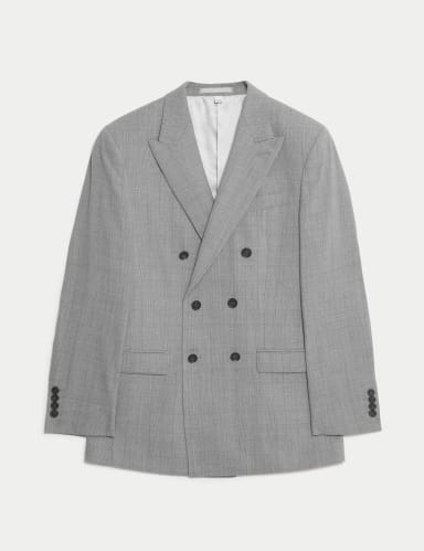 Tailored Fit Pure Wool Check Suit Jacket.