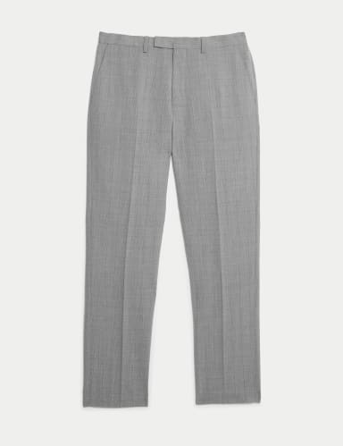 Tailored Fit Pure Wool Check Suit Trousers.