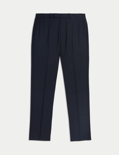 Tailored Fit Pure Wool Check Suit Trousers.