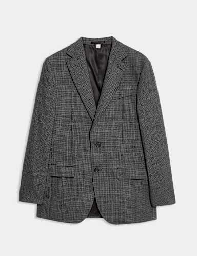 Tailored Fit Pure Wool Puppytooth Jacket.