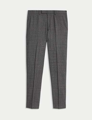 Tailored Fit Pure Wool Puppytooth Trousers.