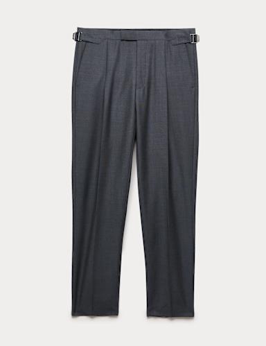 Tailored Fit Wool Rich Suit Trousers with Mohair.