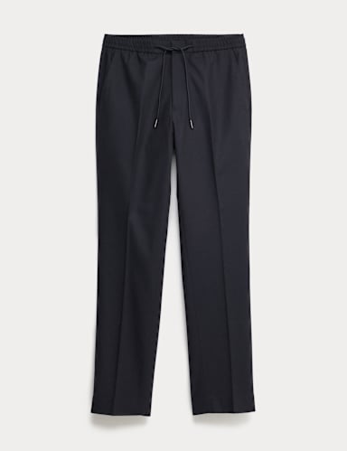 Tailored Fit Italian Wool Blend Performance Trousers.