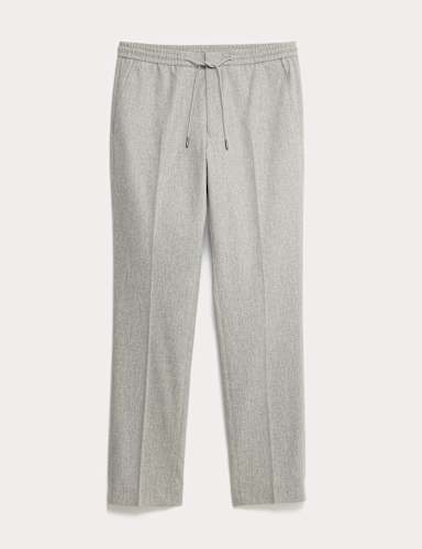 Tailored Fit Italian Wool Blend Performance Trousers.