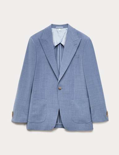 Tailored Fit Wool Blend Hopsack Stretch Suit Jacket.