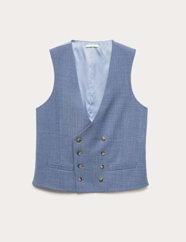 Wool Blend Hopsack Stretch Waistcoat.