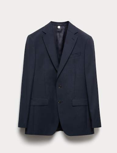 Tailored Fit Pure Wool Check Suit Jacket.