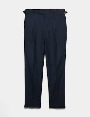 Tailored Fit Pure Wool Micro Check Trousers.