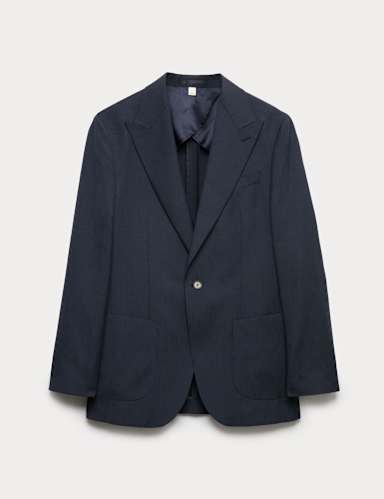 Tailored Fit Wool Blend Textured Suit Jacket.