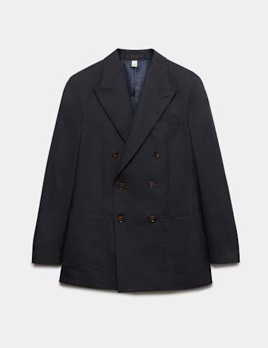 Tailored Fit Wool Blend Suit Jacket.