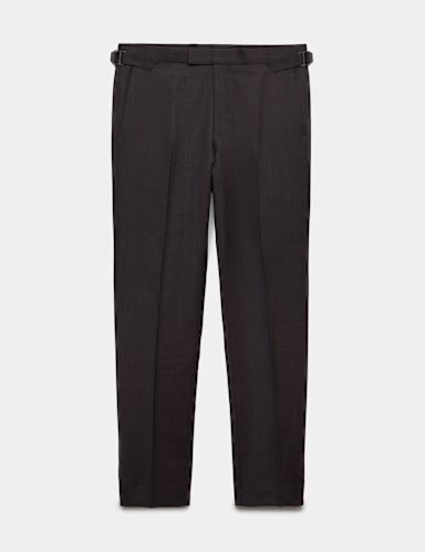 Tailored Fit Wool Blend Suit Trousers.