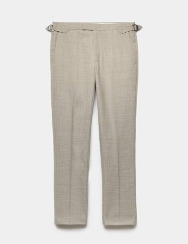 Tailored Fit Wool Blend Suit Trousers.