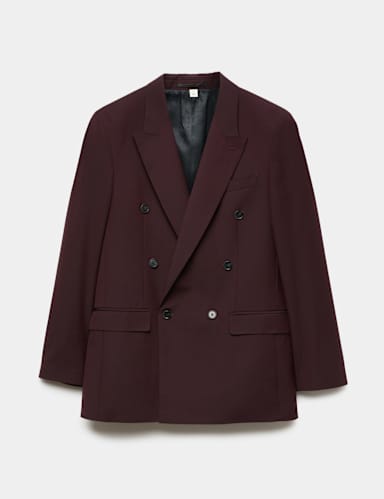 Merino Wool Rich Double Breasted Suit Jacket.
