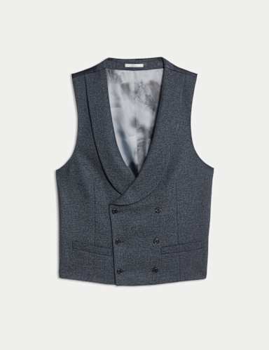Wool Rich Tweed Double Breasted Waistcoat.