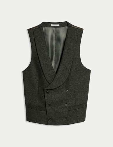 Wool Rich Tweed Double Breasted Waistcoat.