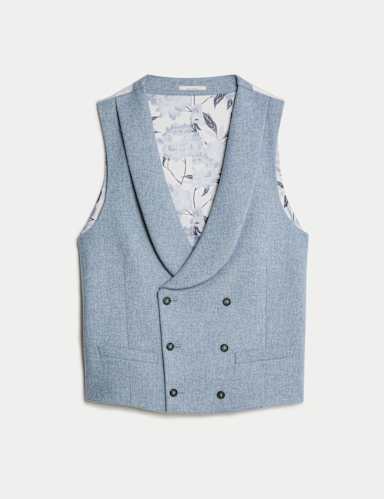 Wool Rich Tweed Double Breasted Waistcoat.