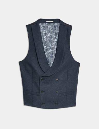 Wool Rich Tweed Double Breasted Waistcoat.