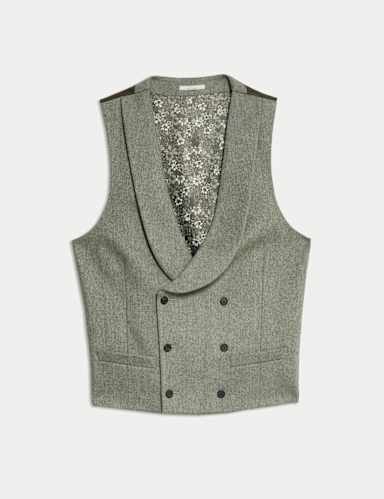 Wool Rich Tweed Double Breasted Waistcoat.