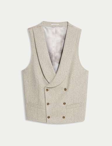 Wool Rich Tweed Double Breasted Waistcoat.