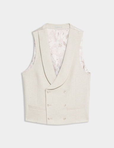 Wool Rich Tweed Double Breasted Waistcoat.