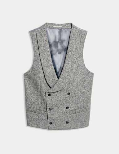 Wool Rich Tweed Double Breasted Waistcoat.