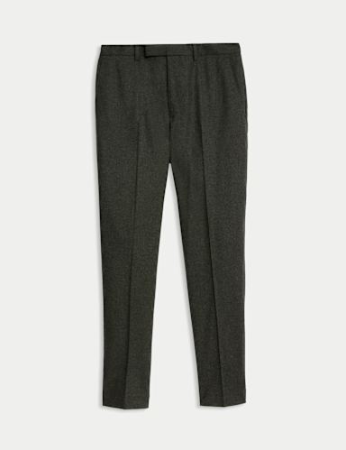 Tailored Fit Wool Rich Tweed Suit Trousers.