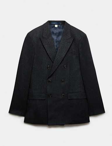Regular Fit Wool Rich Tweed Double Breasted Jacket.