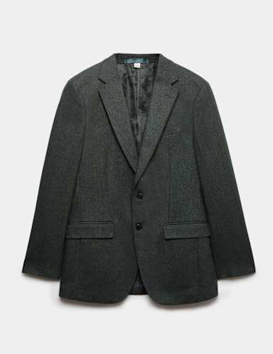 Tailored Fit Micro Check Tweed Jacket.
