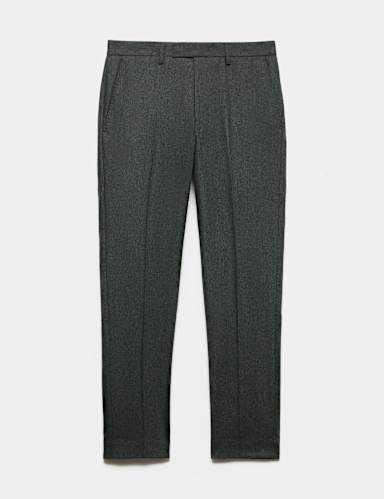 Regular Fit Wool Rich Tweed Check Suit Trousers.