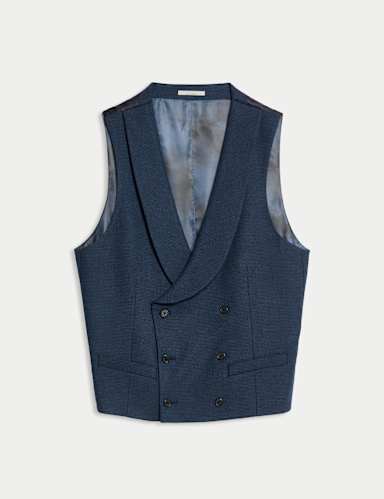 Italian Wool Blend Check Waistcoat.