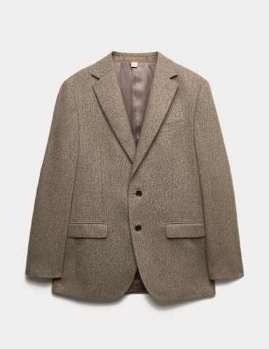 Tailored Fit Italian Wool Rich Tweed Suit Jacket.