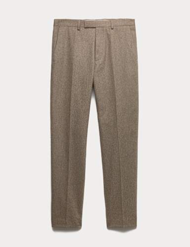 Tailored Fit Italian Wool Rich Suit Trousers.