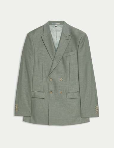 Slim Fit Double Breasted Jacket with Stretch.