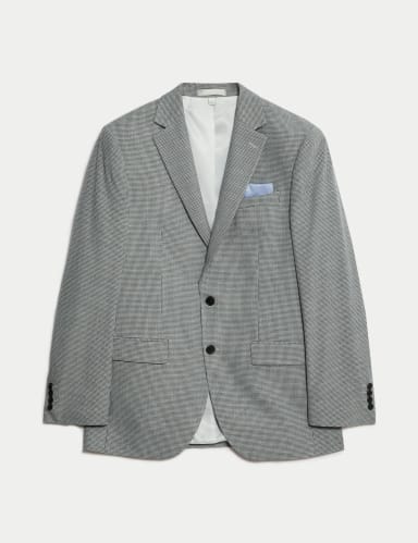 Regular Fit Textured Puppytooth Suit Jacket.