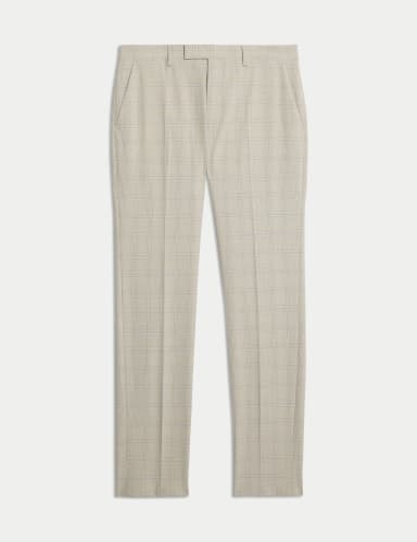Slim Fit Check Suit Trousers.