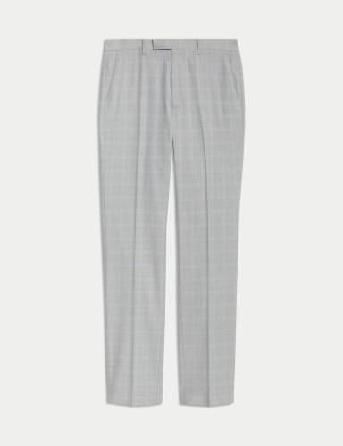 Tailored Fit Check Stretch Suit Trousers.