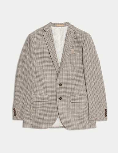 Tailored Fit Grid Check Suit Jacket.