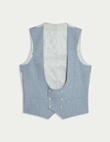 Tailored Fit Double Breasted  Waistcoat with Linen.