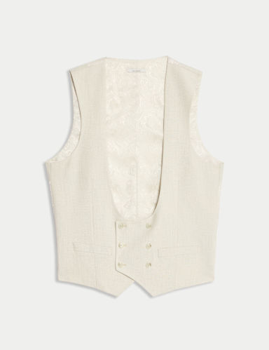 Tailored Fit Double Breasted  Waistcoat with Linen.