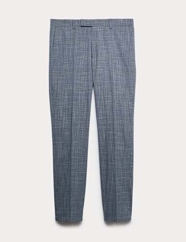 Tailored Fit Check Stretch Trousers.