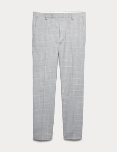Prince of Wales Check Stretch Suit Trousers.