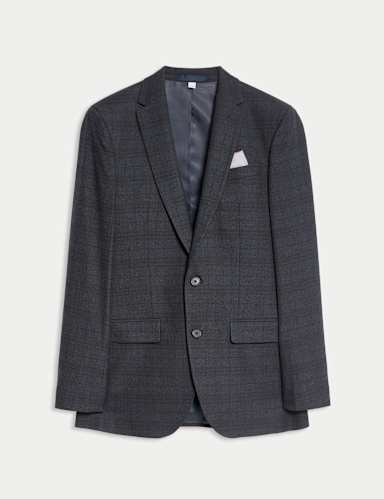 Skinny Fit Check Suit Jacket.