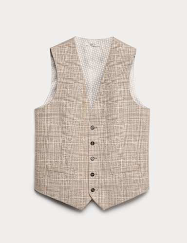 Regular Fit Check Waistcoat.