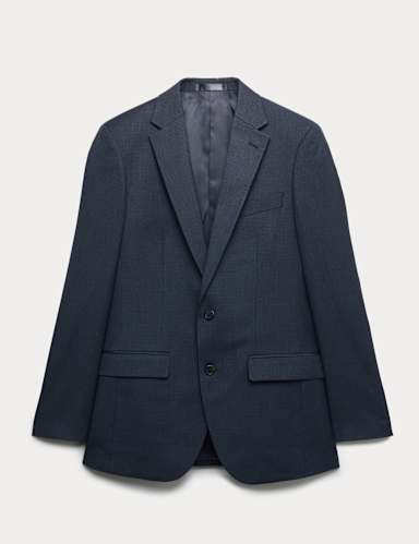 Skinny Fit Grid Check Stretch Suit Jacket.