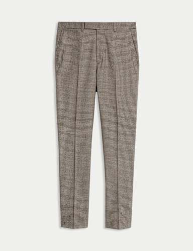 Regular Fit Puppytooth Stretch Suit Trousers.