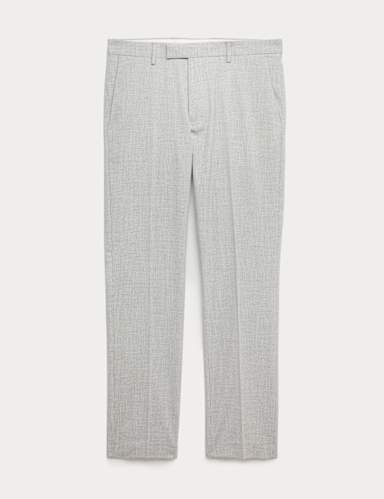Tailored Fit Textured Stretch Suit Trousers.